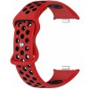 eses Silikónový dierkovaný remienok pre Xiaomi Redmi Watch 4, Smart Band 8 Pro a 9 Pro - Červeno čierny