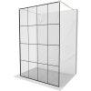 Mexen Kioto, sprchová zástena Walk-In 140 x 200 cm, 8mm sklo čierny vzor, brúsená oceľ profil, 800-140-002-97-77