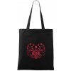 Folklór - zajac v srdci - Taška bavlnená - 42 x 38 cm ( Čierna )