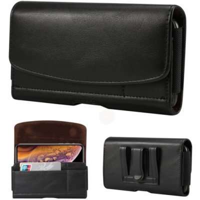 Púzdro AppleKing kožené peňaženkové na opasok iPhone XR/XS Max čierne