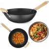 Wok na indukciu z uhlíkovej ocele s drevenou rukoväťou 32cm HENDI Carbon