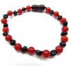 Náramok pre ženy - rubínový jantár a červený Onyx 18 cm