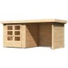 LANIT PLAST drevený domček KARIBU ASKOLA 2 + prístavok 240 cm vrátane zadnej a bočnej steny (77722) natur LG3213 – cena za ks