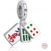 Charm Sterlingové stříbro 925 Mahjong – Tři kameny štěstí, herní talisman z Východu, přívěsek na náramek cestování