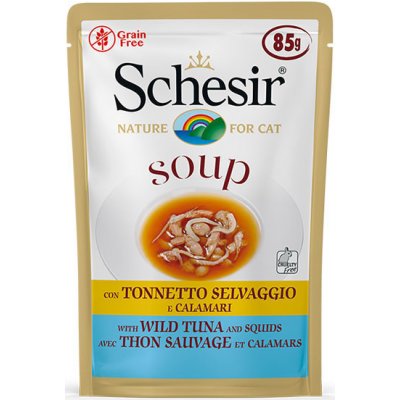 Schesir Cat Soup Divoký tuniak s kalamary 85 g