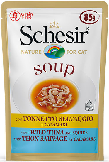 Schesir Cat Soup Divoký tuniak s kalamary 85 g