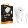 Chytrá mini síťová nabíječka ALIGATOR Power Delivery 20W, USB-C kabel pro iPhone/iPad, bílá