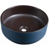 SAPHO - PRIORI keramické umývadlo na dosku Ø 41 cm, modrá/hnedá PI033