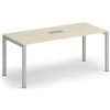 Rokovací stôl PRIMO SQUARE, 180x80 cm, breza + stolová zásuvka TYP VI, strieborná