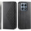 Peňaženkové kožené puzdro Cubic Grid na Xiaomi 14T Pro - Čierna