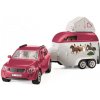 Schleich Dobrodružné auto s prívesom a koňom
