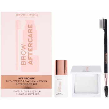 Makeup Revolution Brow posilňujúce sérum pre rast obočia v spreji 15 ml + hydratačný balzam na obočie 5,5 g + obojstranný štetec na obočie darčeková sada