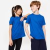 DOMYOS Detské bavlnené tričko unisex na cvičenie modré 113-122 cm