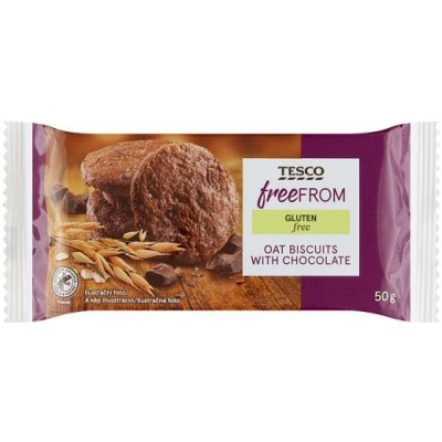 Tesco Free From Bezgluténové ovsené sušienky s kúskami horkej čokolády 50 g