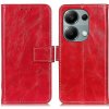 Peňaženkové kožené puzdro Crazy Horse na Xiaomi Redmi Note 13 4G - Červená