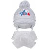 zimná detská čiapka so šálom New Baby psík sivá (3–4 roky)