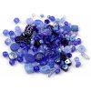 Sklenené korálky ramš tvarované modrá královská 50g