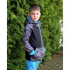 Softshellová bunda -šedý maskáč-tyrkys doplnky- zimná, veľ. 80-116