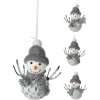 Dekorácia závesná - Snehuliak 12 cm strieborný, mix 1 /ks