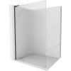 Mexen Kioto L, sprchová zástena Walk-In 100 x 200 cm, 8mm sklo s rebrovým vzorom, čierny profil, 800-100-103-70-09