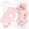 Baby Nellys Pletená sada oblečenia pre bábätko, Star 5D - ružová Velikost koj. oblečení: 68 (3-6m)