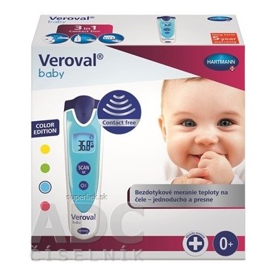 VEROVAL Baby Bezdotykový infračervený teplomer digitálny, modrý 1x1 ks, 4052199658308