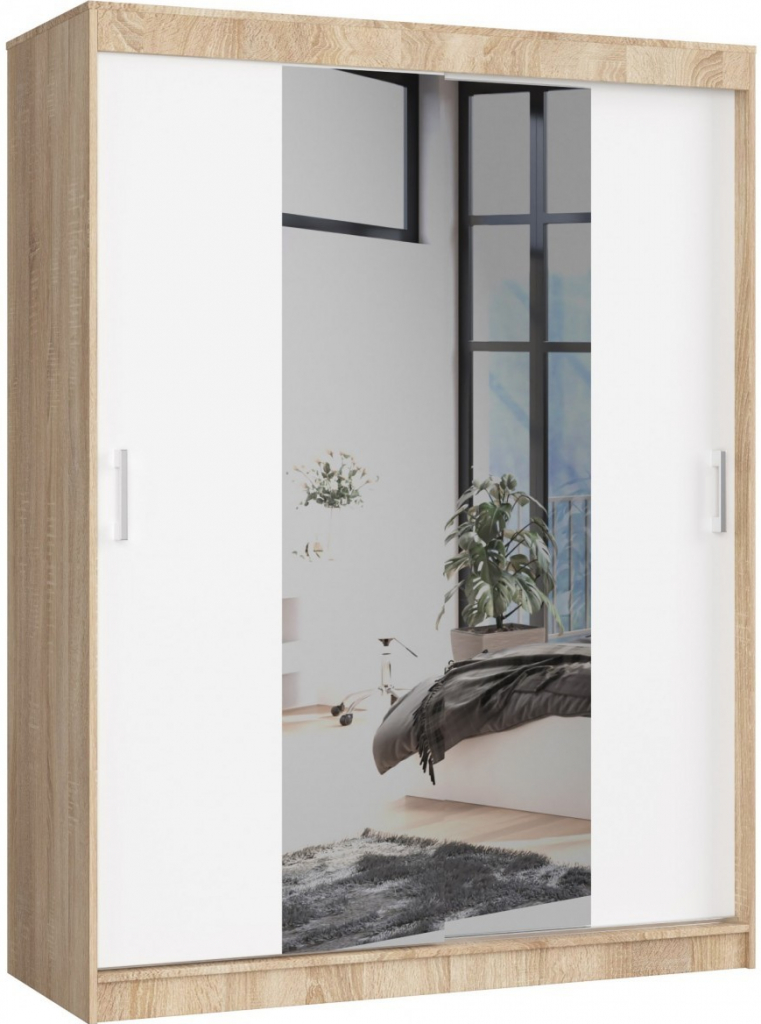 Ak furniture Reton 150 cm so zrkadlom sonoma/biela