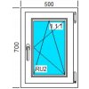 Stenové okno Aluplast 500 mm x 700 mm plastové biele