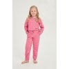 Zateplené dievčenské pyžamo Erika ružové s hviezdičkami růžová 134