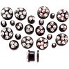 Šperky eshop - Plug do ucha s 3D lebkami, zirkónové oči AB9.11 - Hrúbka: 12 mm, Farba zirkónu: Červená - R