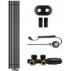 CERANO - Kúpeľňový radiátorový set Pyricus - kombinované vykurovanie, wifi tyč - stredové pripojenie 50 mm - 721W - čierna matná - 1800x290 mm CER-663472
