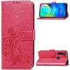 Peňaženkové kožené puzdro ROSES na Motorola Moto G8 Power - magenta