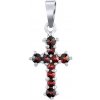 Silvego Strieborný prívesok Ofelie kríž s prírodnými granátmi SILVEGOB180038P