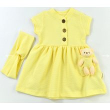 Popshops Letné šaty pre bábätká s mackom Teddy vanilkové