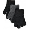 Detské pletené vlnené prstové rukavice sada 3 Mikk-Line čierna/sivá/čierna Veľkosť: 4-7 let