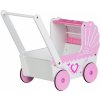 EcoToys Drevený kočík pre bábiky - ružový