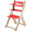 WOOD PARTNER Rastúca drevená ergonomická stolička LUCA prírodný lak/ červená