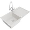 Mexen Leo, 1-komorový granitový drez 900x500x190 mm a drezová batéria Duo, biela, 6501-20-671701-02