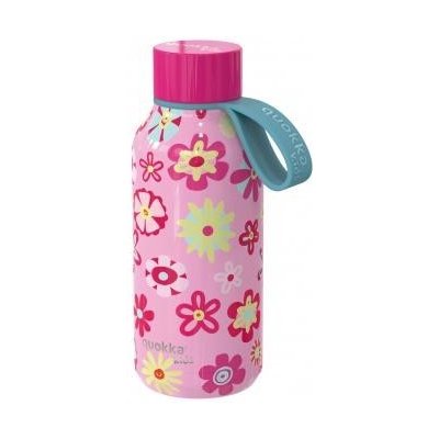 QUOKKA KIDS Nerezová fľaša / termoska s pútkom FLOWERS, 330ml, 40144