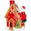 Dekorácia MagicHome Vianoce, Domček so santom na streche, LED, terakota, 2xAAA, 27x13x34 cm
