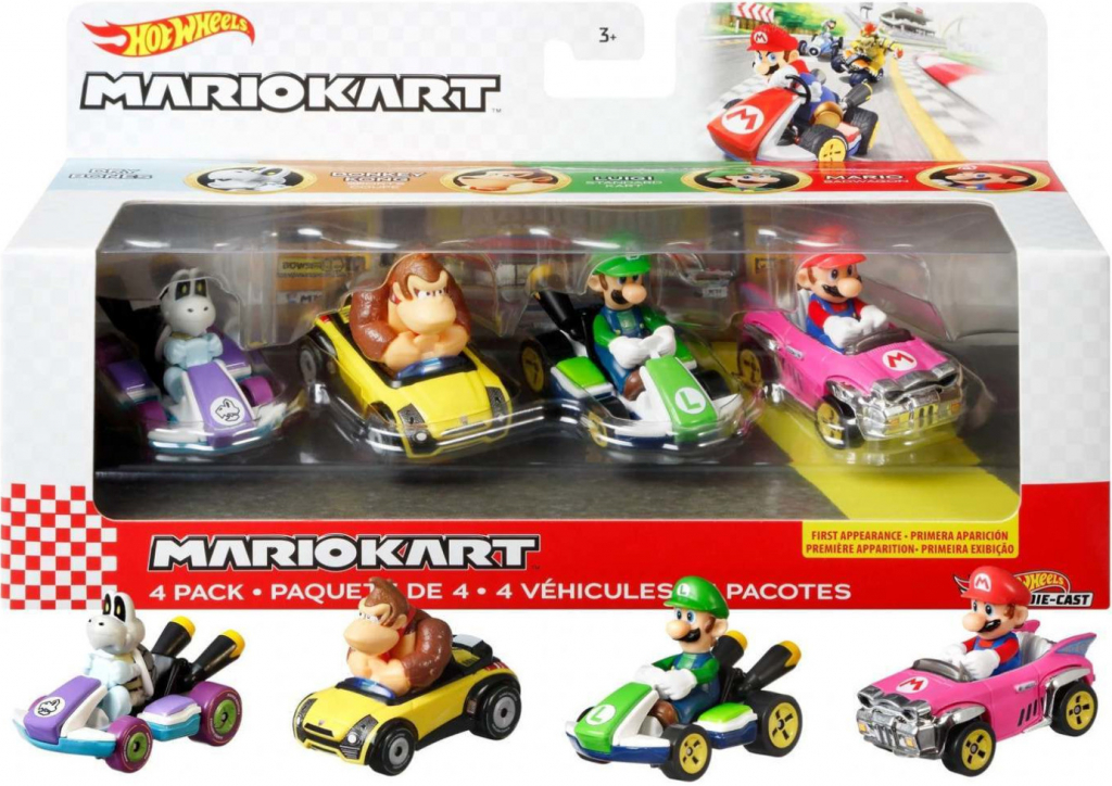 Mattel Hot Wheels Mario Kart Sada čtyř motokár s jezdci GWB37