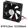 Ventilátor 9 * 9 * 2,5 cm 12V 200mA, tichý