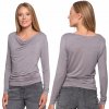 DÁMSKA BLÚZKA VISKÓZA DLHÝ RUKÁV MORAJ VÝSTRIH LOĎKA PRILIEHAVÁ SIVÁ XL