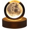 Nočná stolná LED lampa sklenená guľa Saturn 3D na USB