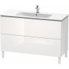 DURAVIT L-Cube stojaca skrinka pod umývadlo na nožičkách, 2 zásuvky, 1220 x 481 x 856 mm, biela vysoký lesk, LC662802222