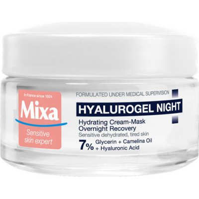 Mixa Hyalurogel Hydrating Cream-Mask Overnight Recovery - Nočný krém pre citlivú pleť so sklonom k vysušeniu 50 ml