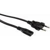 Kábel sieťový 230V, 2pin vidlica (CEE7/16) priama - C7 (2pin), 3m, 0.75mm², 2.5A, čierny