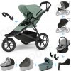 Set 10v1 Thule Urban Glide 3 Mist green s magnetickou sponou + madlo + vanička Mid blue + pláštenky a moskytiéry Thule + Autosedačka Thule Maple Light Gray s ISOFIX základňou Thule Alfi a adaptérmi