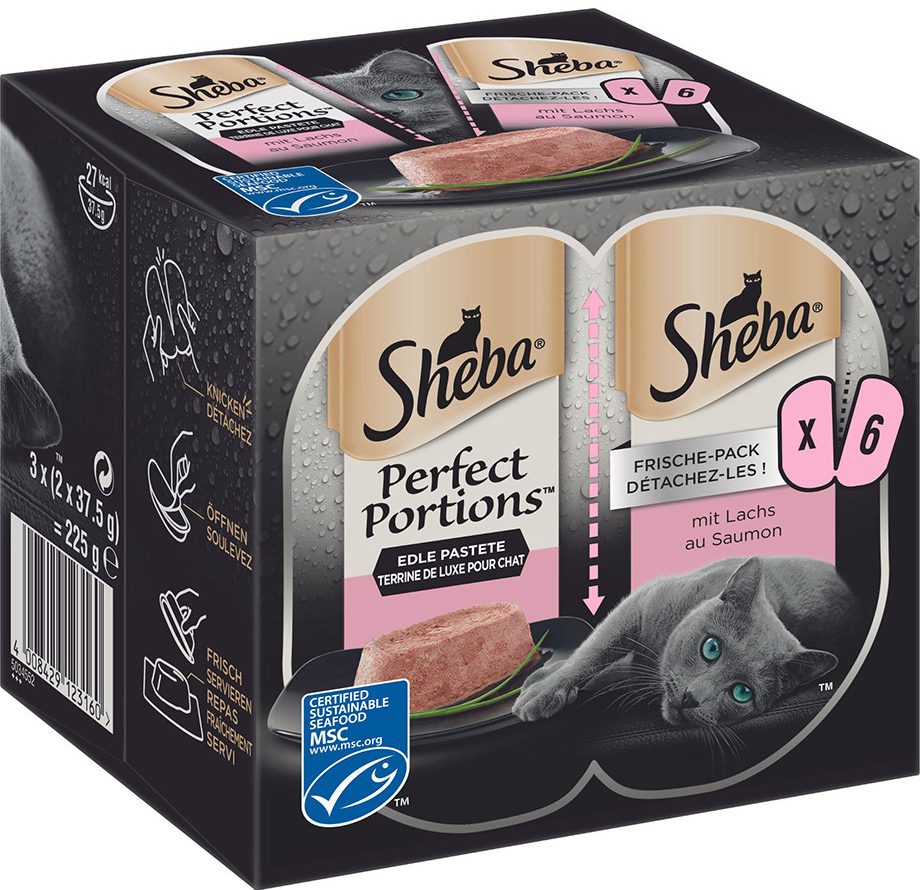 Sheba Perfect Portions s lososom pre dospelé mačky 8 x 6 x 37,5 g