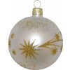 Vianočná ozdoba sklenená guľa s kométou biela, 8 cm